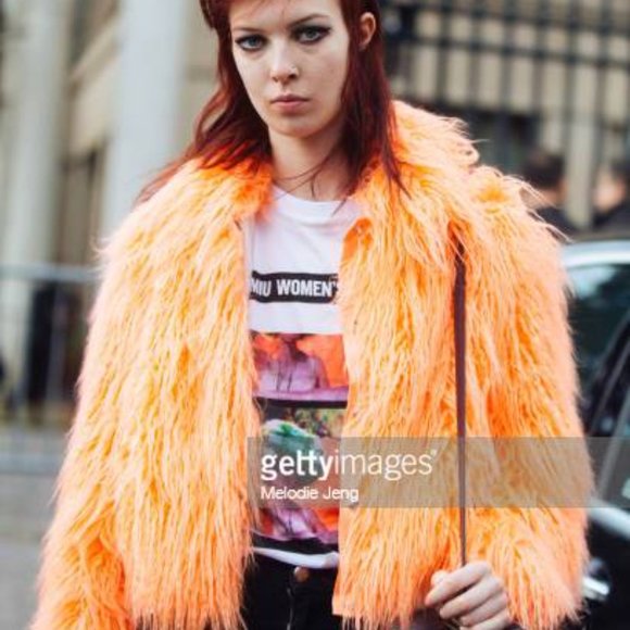Sies Marjan Orange Faux Fur Bomber Jacket - Picture 4 of 11